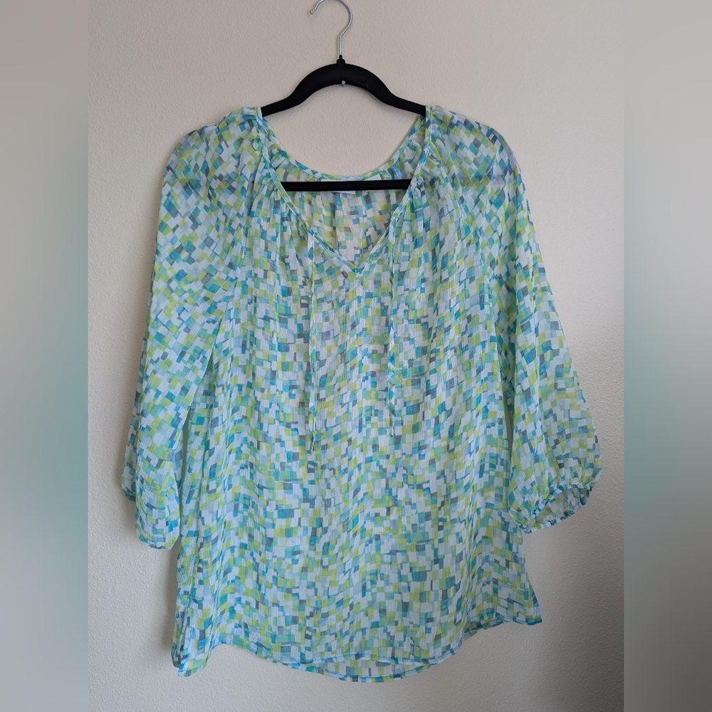 Liz Claiborne Pastel Patterned Blouse Size S